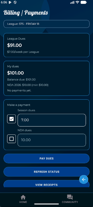 Dart League Pro - Mobile Billing/Payments