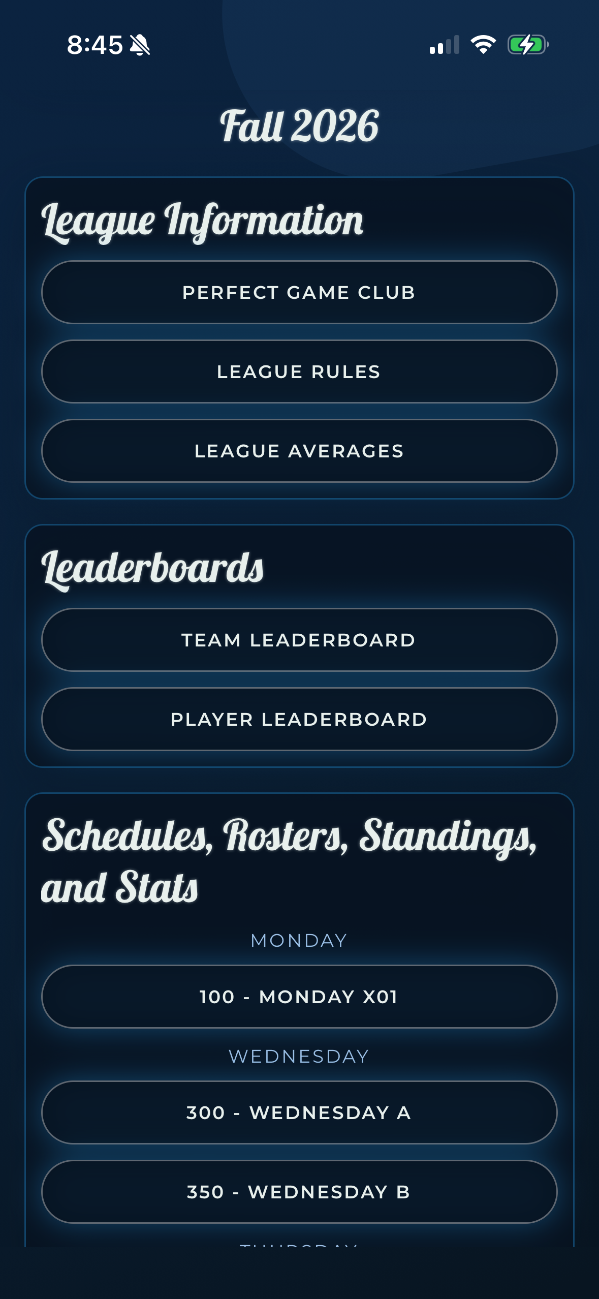 Dart League Pro second public home screen